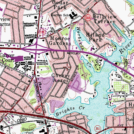 Topographic Map of Cherry Acres, VA