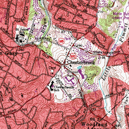 Topographic Map of Chesterbrook, VA