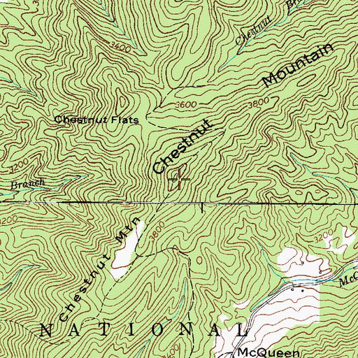 Topographic Map of Chestnut Mountain, VA