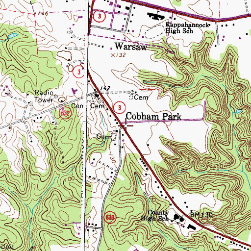 Topographic Map of Cobham Park, VA
