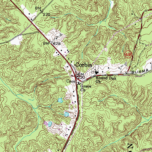 Topographic Map of Corbin, VA