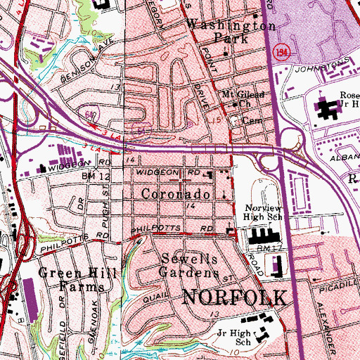 Topographic Map of Coronado, VA
