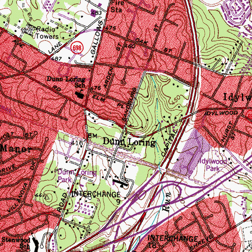 Topographic Map of Dunn Loring, VA