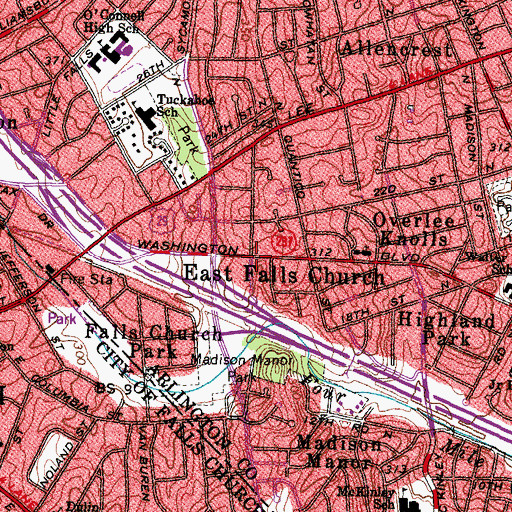 Topographic Map of East Falls Church, VA