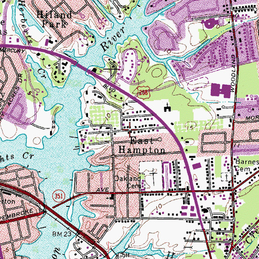 Topographic Map of East Hampton, VA