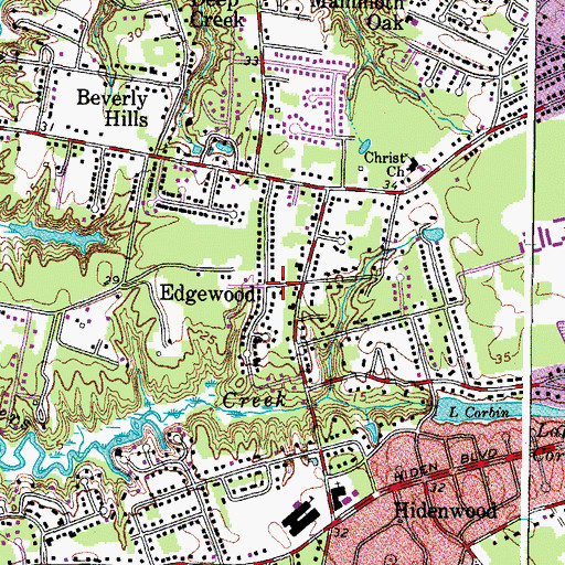 Topographic Map of Edgewood, VA