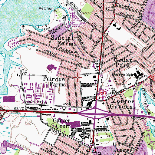 Topographic Map of Fairview Farms, VA