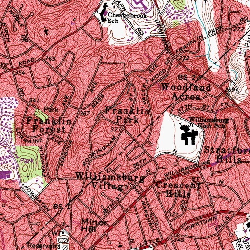 Topographic Map of Franklin Park, VA