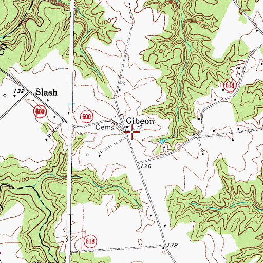 Topographic Map of Gibeon, VA