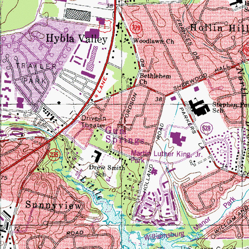 Topographic Map of Gum Springs, VA