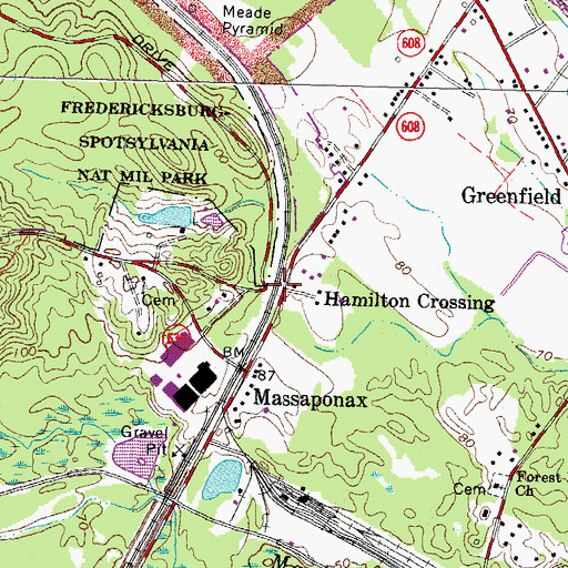 Topographic Map of Hamilton Crossing, VA