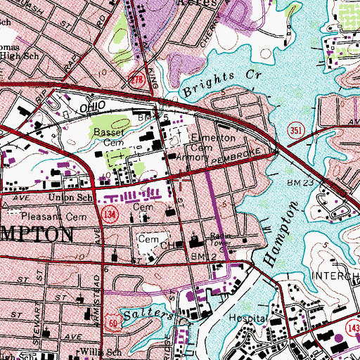 Topographic Map of Hampton, VA