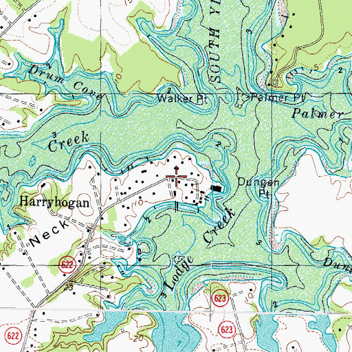Topographic Map of Harryhogan, VA