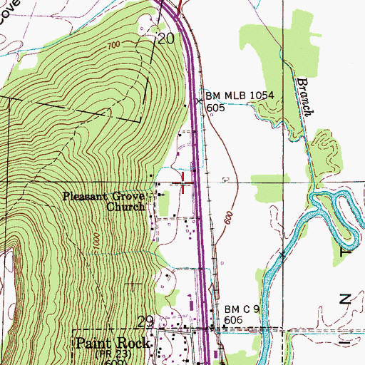 Topographic Map of Fowler Cemetery, AL