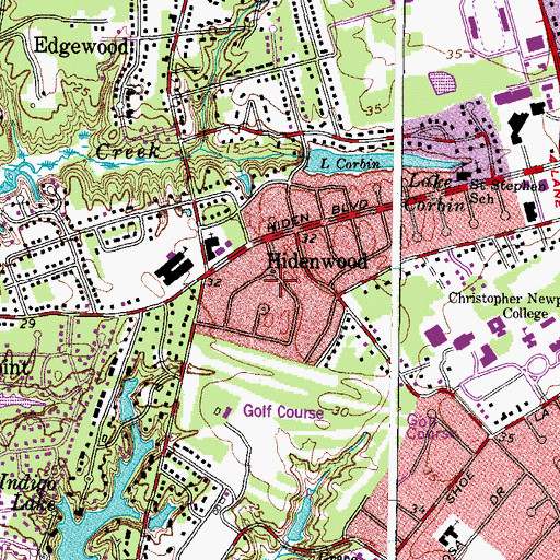 Topographic Map of Hidenwood, VA