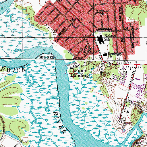 Topographic Map of Hoopes Landing, VA