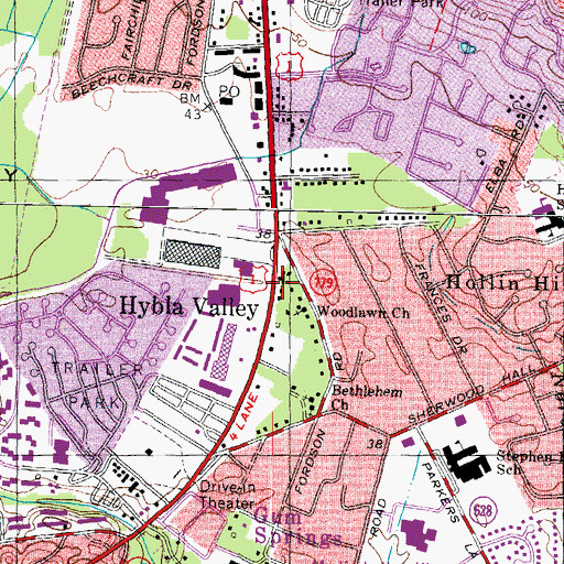Topographic Map of Hybla Valley, VA