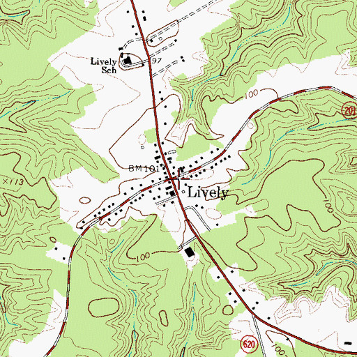 Topographic Map of Lively, VA