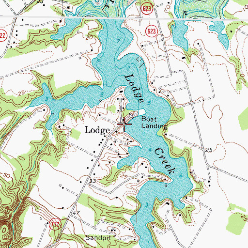 Topographic Map of Lodge, VA