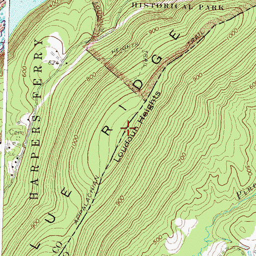 Topographic Map of Loudoun Heights, VA