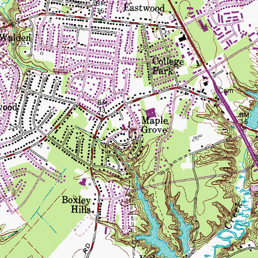 Topographic Map of Maple Grove, VA