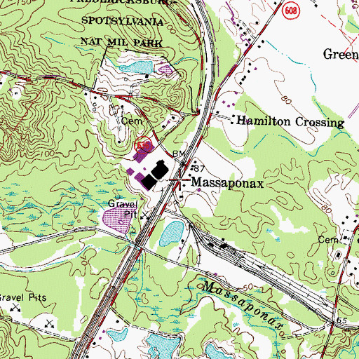 Topographic Map of Massaponax, VA