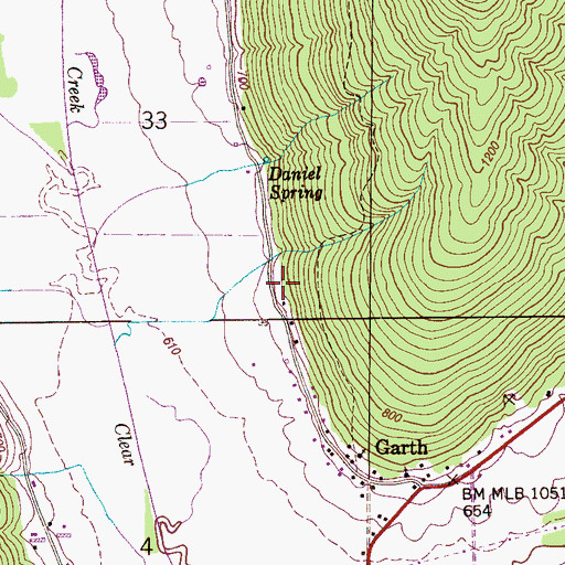 Topographic Map of Rousseau Cemetery, AL