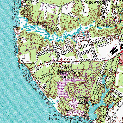 Topographic Map of Merry Point Estates, VA