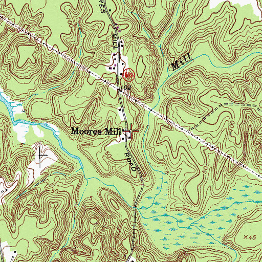 Topographic Map of Moores Mill, VA