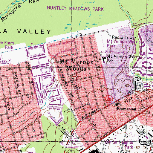Topographic Map of Mount Vernon Woods, VA