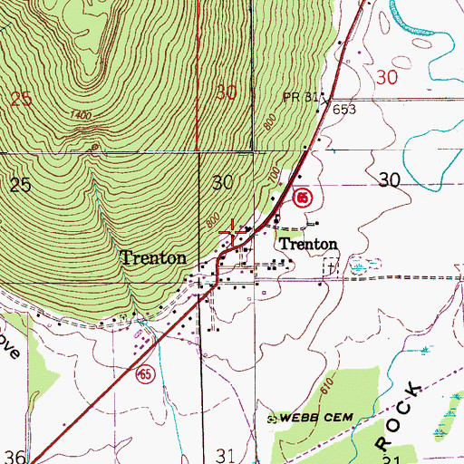 Topographic Map of Trenton Church, AL