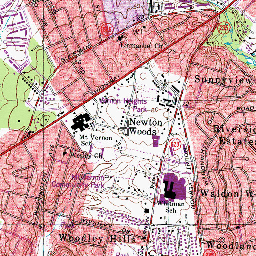 Topographic Map of Newton Woods, VA