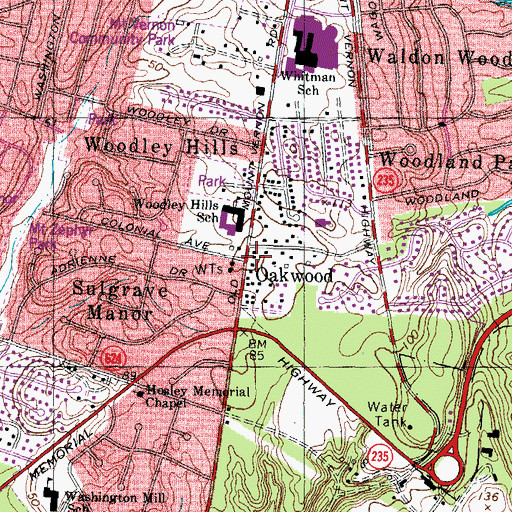 Topographic Map of Oakwood, VA
