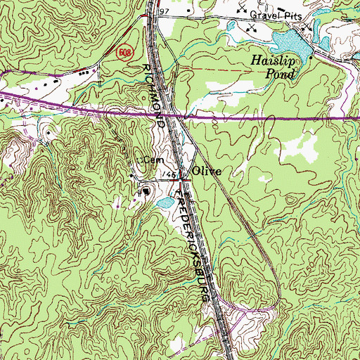 Topographic Map of Olive, VA