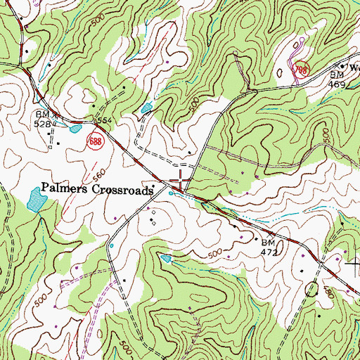 Topographic Map of Palmers Crossroads, VA
