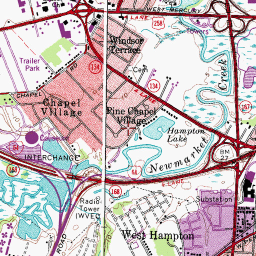 Topographic Map of Pine Chapel Village, VA