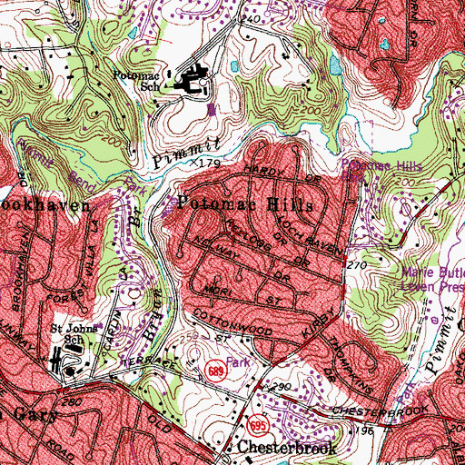 Topographic Map of Potomac Hills, VA