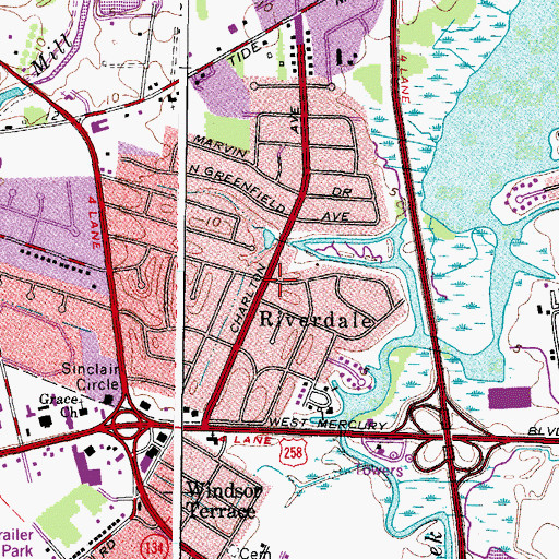 Topographic Map of Riverdale, VA