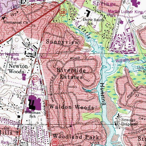 Topographic Map of Riverside Estates, VA