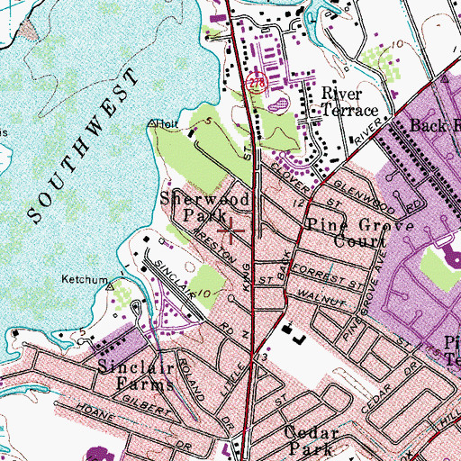 Topographic Map of Sherwood Park, VA