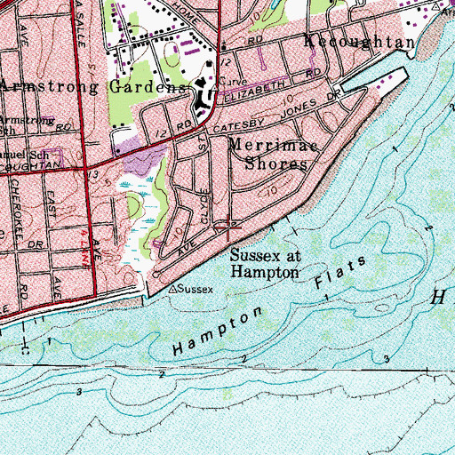 Topographic Map of Sussex at Hampton, VA