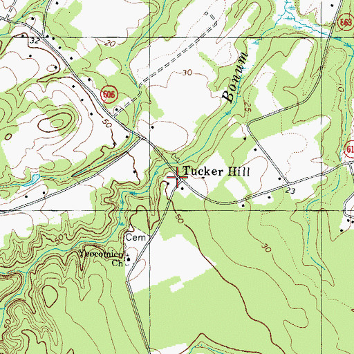 Topographic Map of Tucker Hill, VA