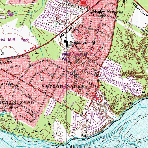 Topographic Map of Vernon Square, VA