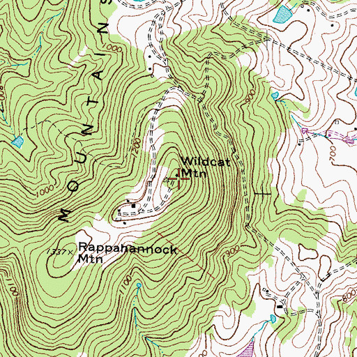 Topographic Map of Wildcat Mountain, VA