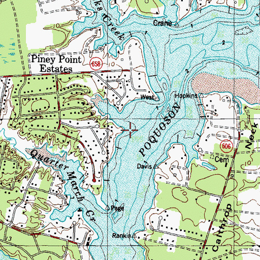 Topographic Map of Hunters Creek, VA