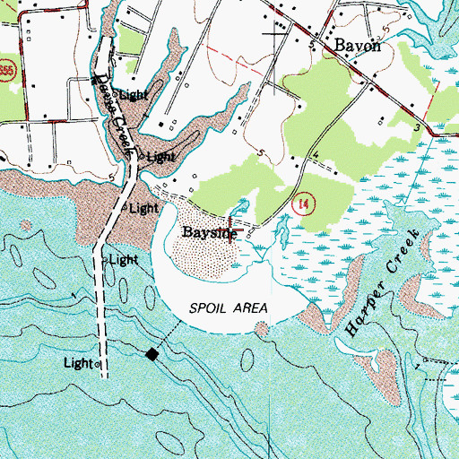Topographic Map of Bayside, VA