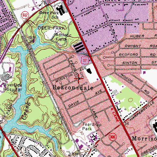 Topographic Map of Beaconsdale, VA