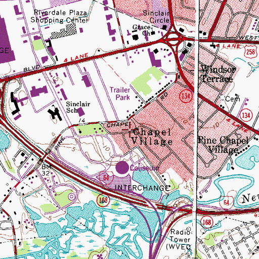 Topographic Map of Chapel Village, VA
