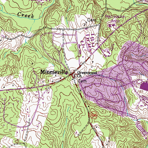 Topographic Map of Minnieville, VA