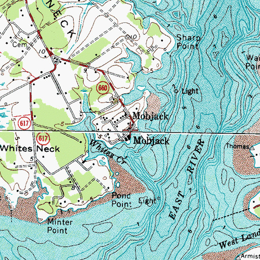 Topographic Map of Mobjack, VA